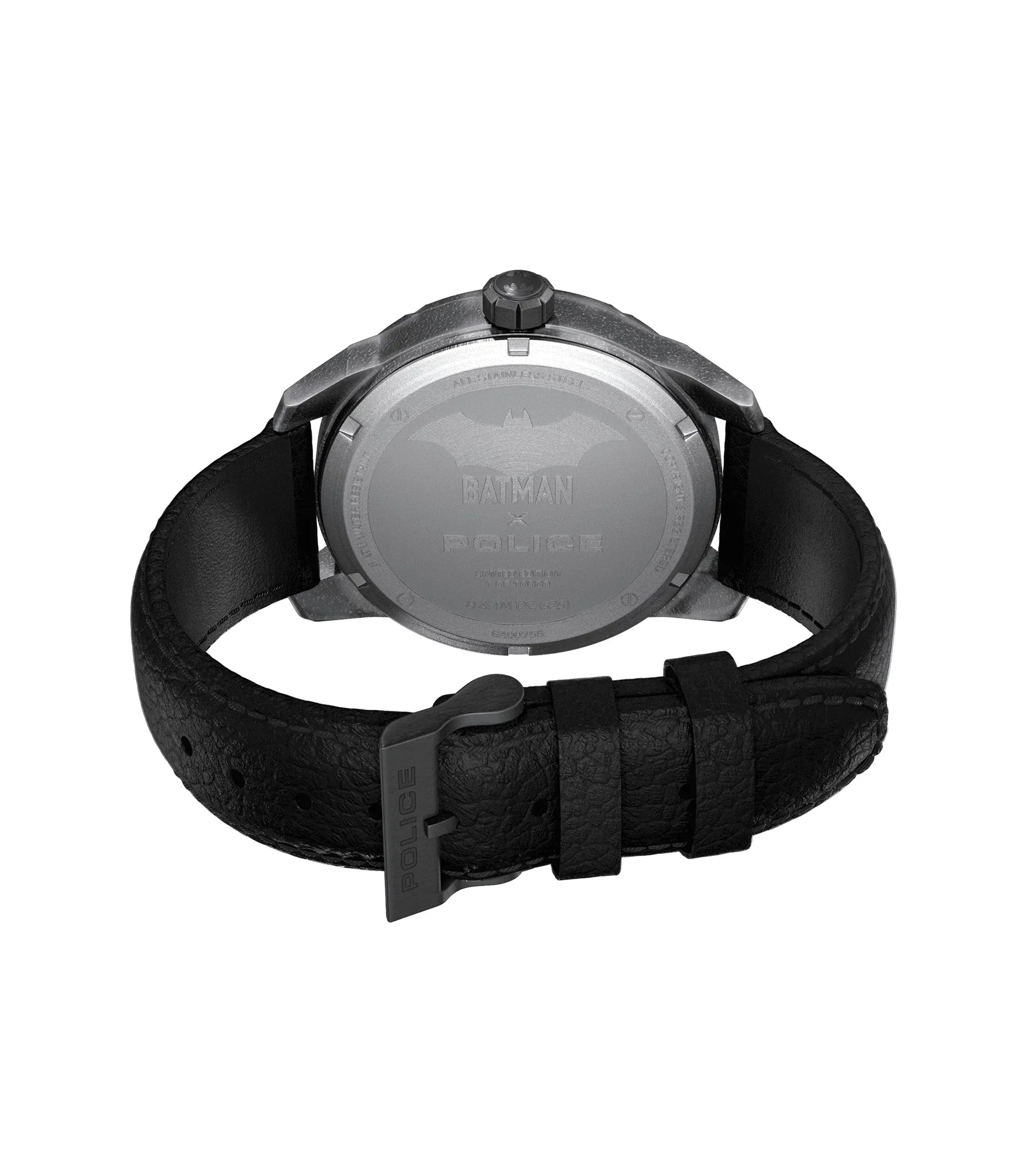 Police x Batman "The Bat" Limited Edition Gents Antique Gunmetal  Black Leather Strap Watch