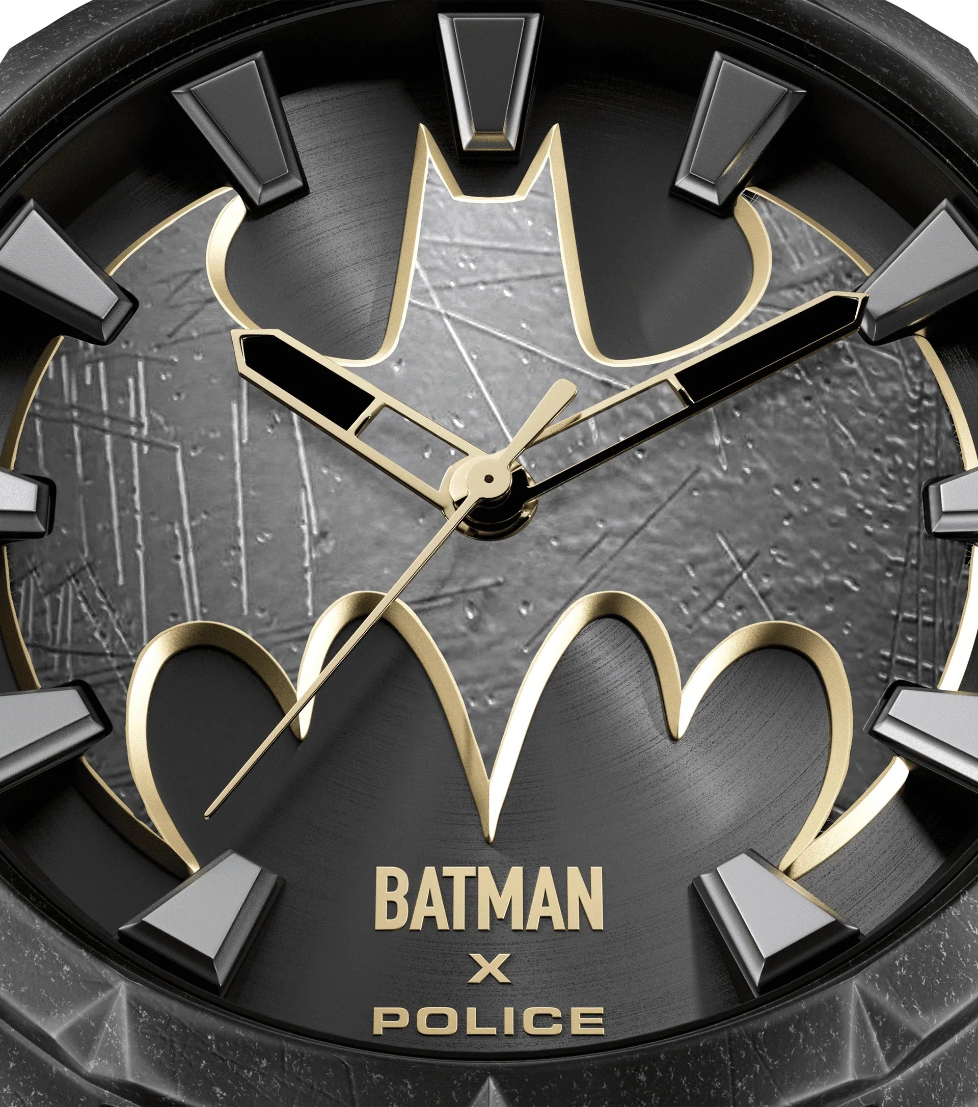 Police x Batman "The Bat" Limited Edition Gents Antique Gunmetal  Black Leather Strap Watch