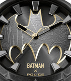 Police x Batman "The Bat" Limited Edition Gents Antique Gunmetal  Black Leather Strap Watch