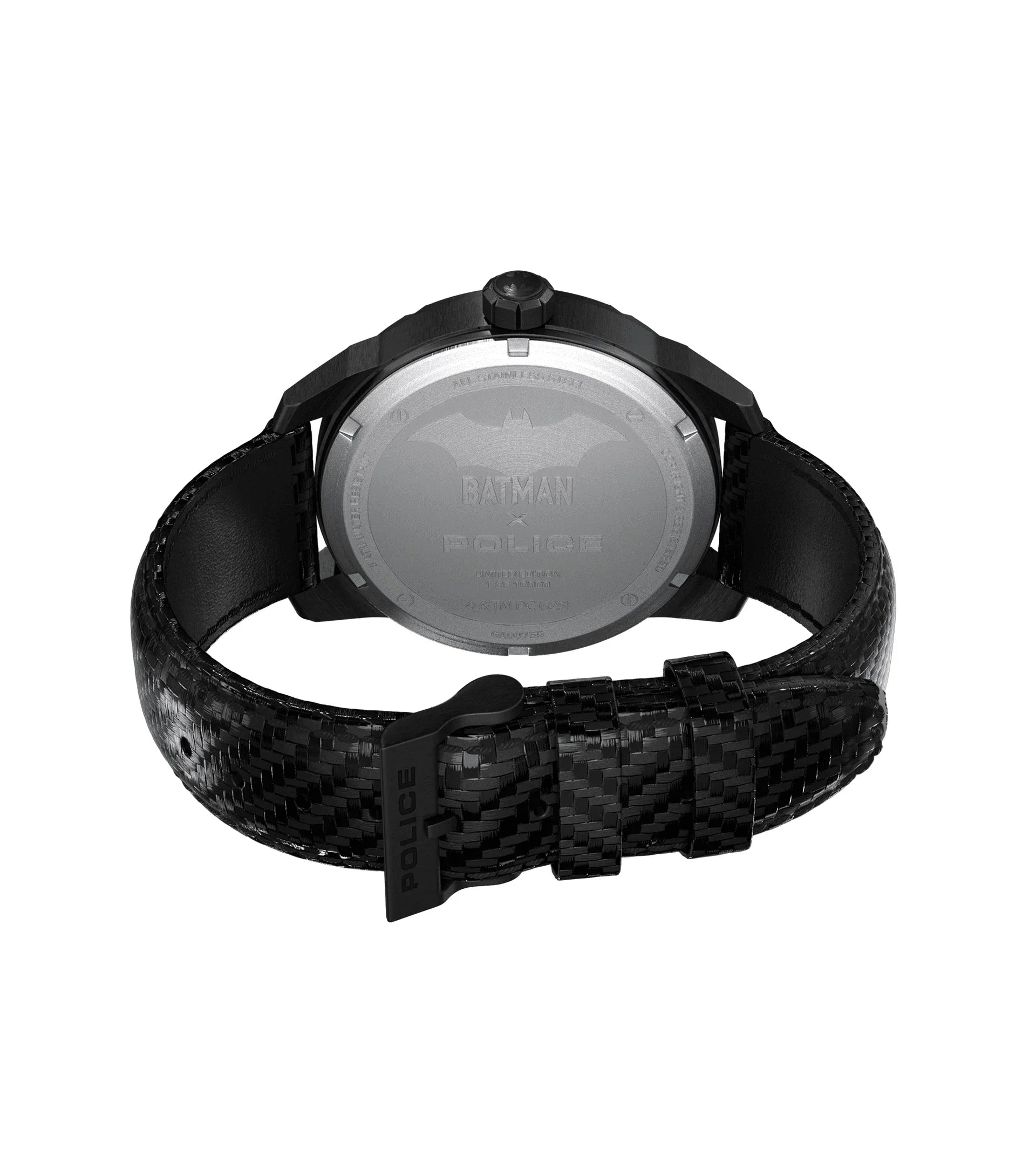 Police The Bat Gents Black Dial Black Leather Strap Watch