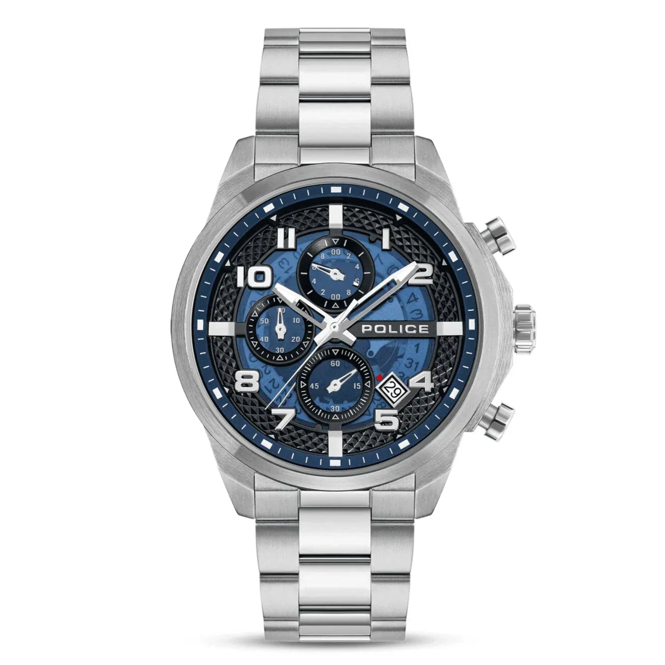 Police Soul Gents Blue Dial Silver Stainless Steel Watch