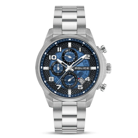 Police Soul Gents Blue Dial Silver Stainless Steel Watch