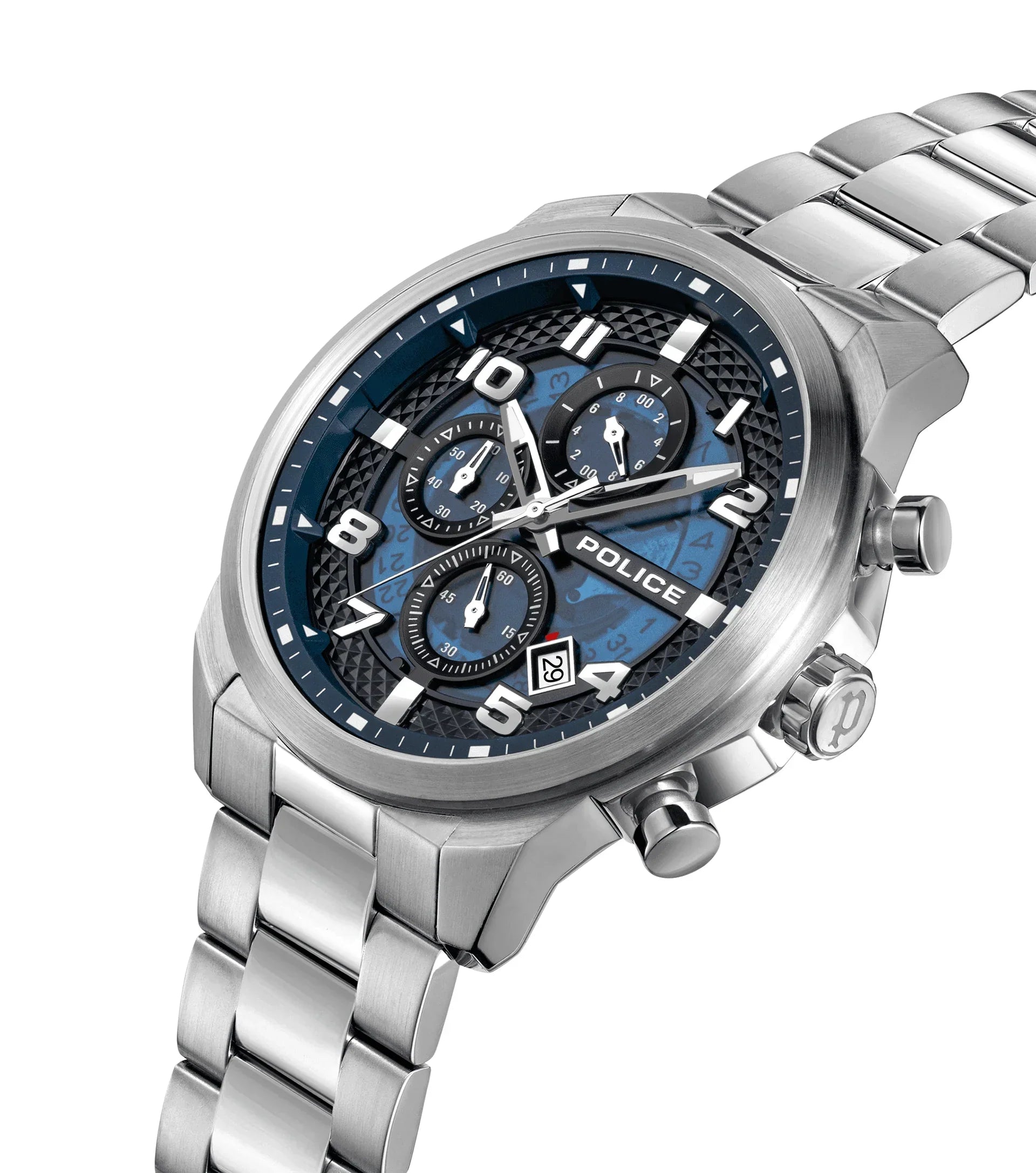 Police Soul Gents Blue Dial Silver Stainless Steel Watch