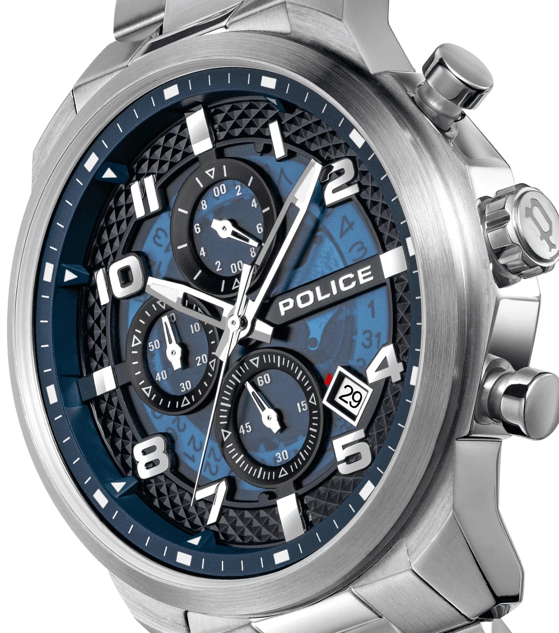 Police Soul Gents Blue Dial Silver Stainless Steel Watch