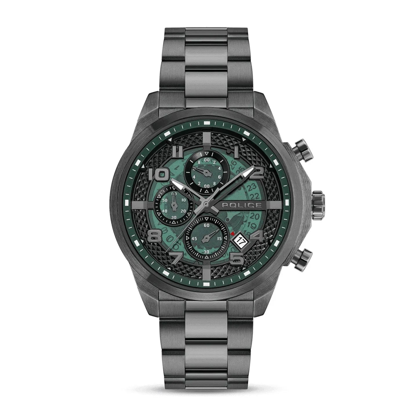 Police Soul Gents Green Dial Gun Metal Watch