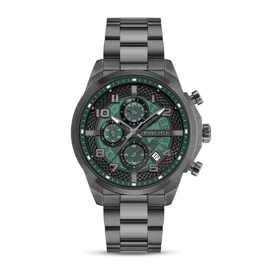 Police Soul Gents Green Dial Gun Metal Watch