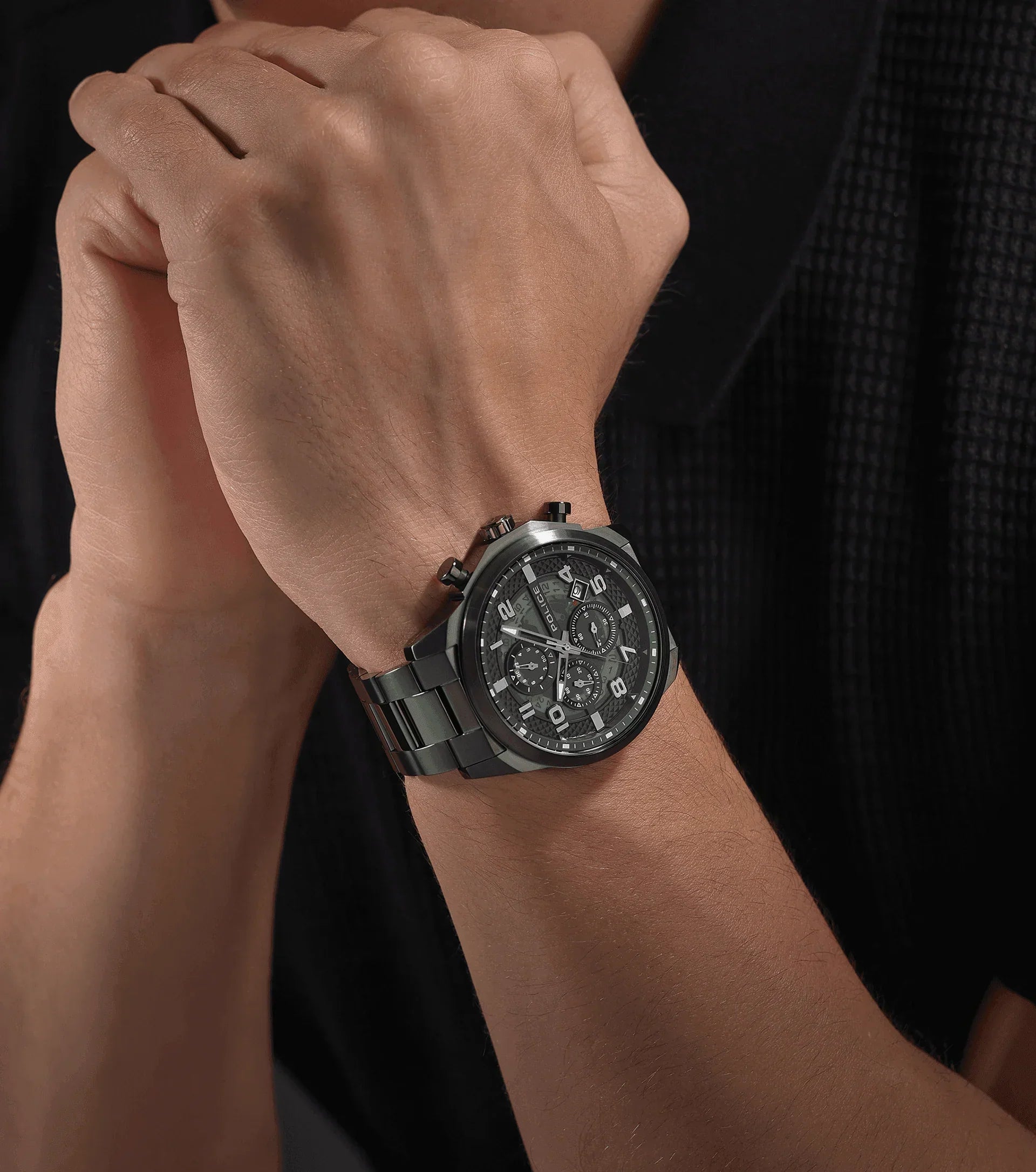 Police Soul Gents Green Dial Gun Metal Watch