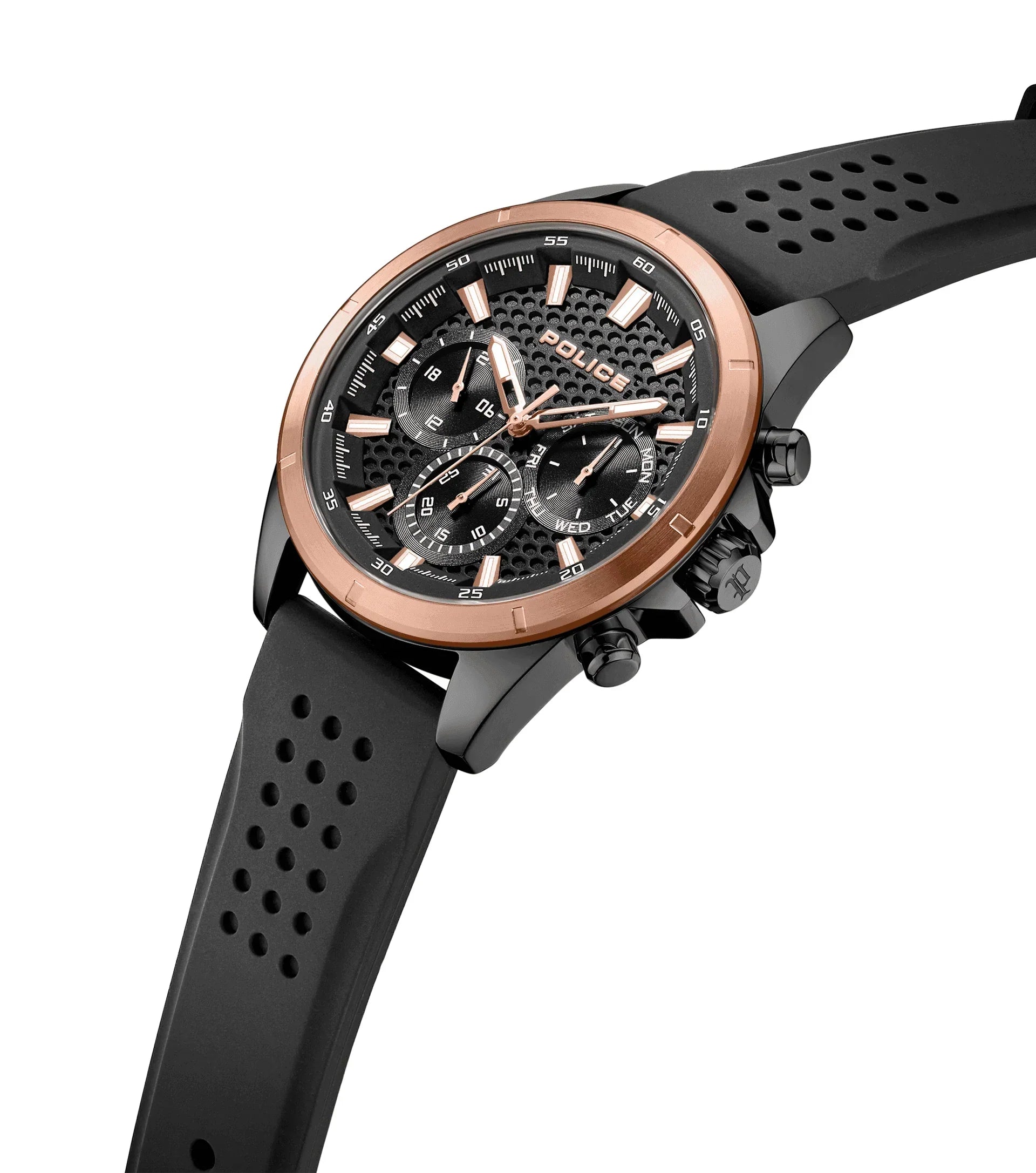 Police Motion Gents Black Dial Silicon Strap Watch