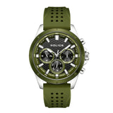 Police Motion Gents Multifunction Green Dial Silicon Strap Watch