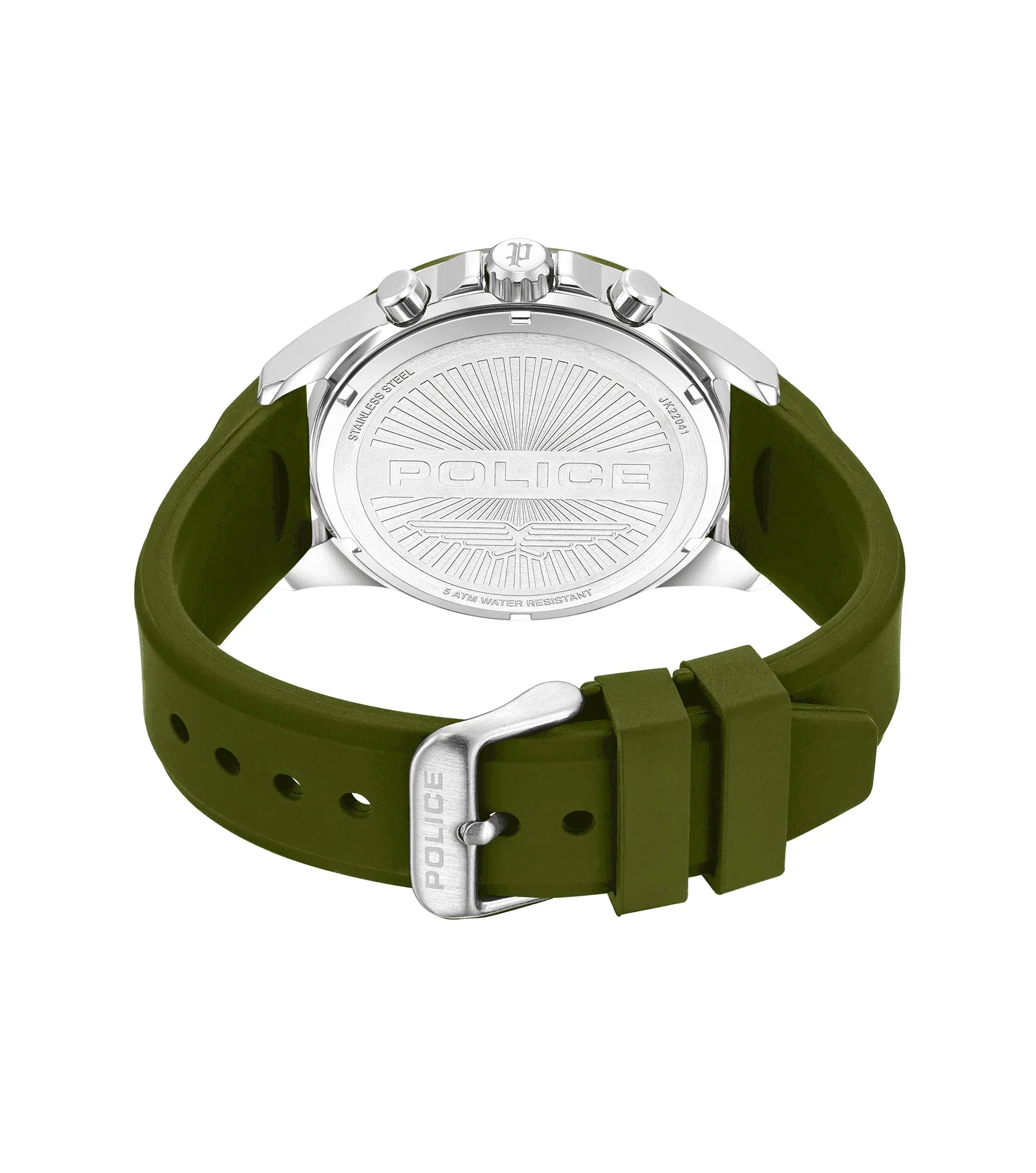 Police Motion Gents Multifunction Green Dial Silicon Strap Watch