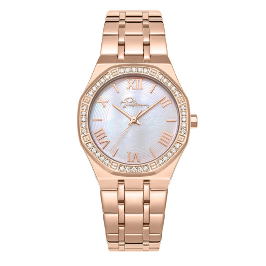 Police Moonlight Ladies Rose Gold-Plated Watch with White Mother-of-Pearl Dial