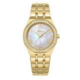 Police Moonlight Ladies Gold-Plated Watch with White Mother-of-Pearl Dial & Crystal Bezel