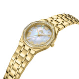 Police Moonlight Ladies Gold-Plated Watch with White Mother-of-Pearl Dial & Crystal Bezel