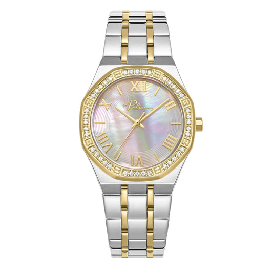 Police Moonlight Ladies Two-Tone Watch with Champagne Mother-of-Pearl Dial & Crystal Bezel