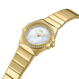Police Cosmos Ladies Gold Analog Watch with White Mother-of-Pearl Dial & Crystal Accents