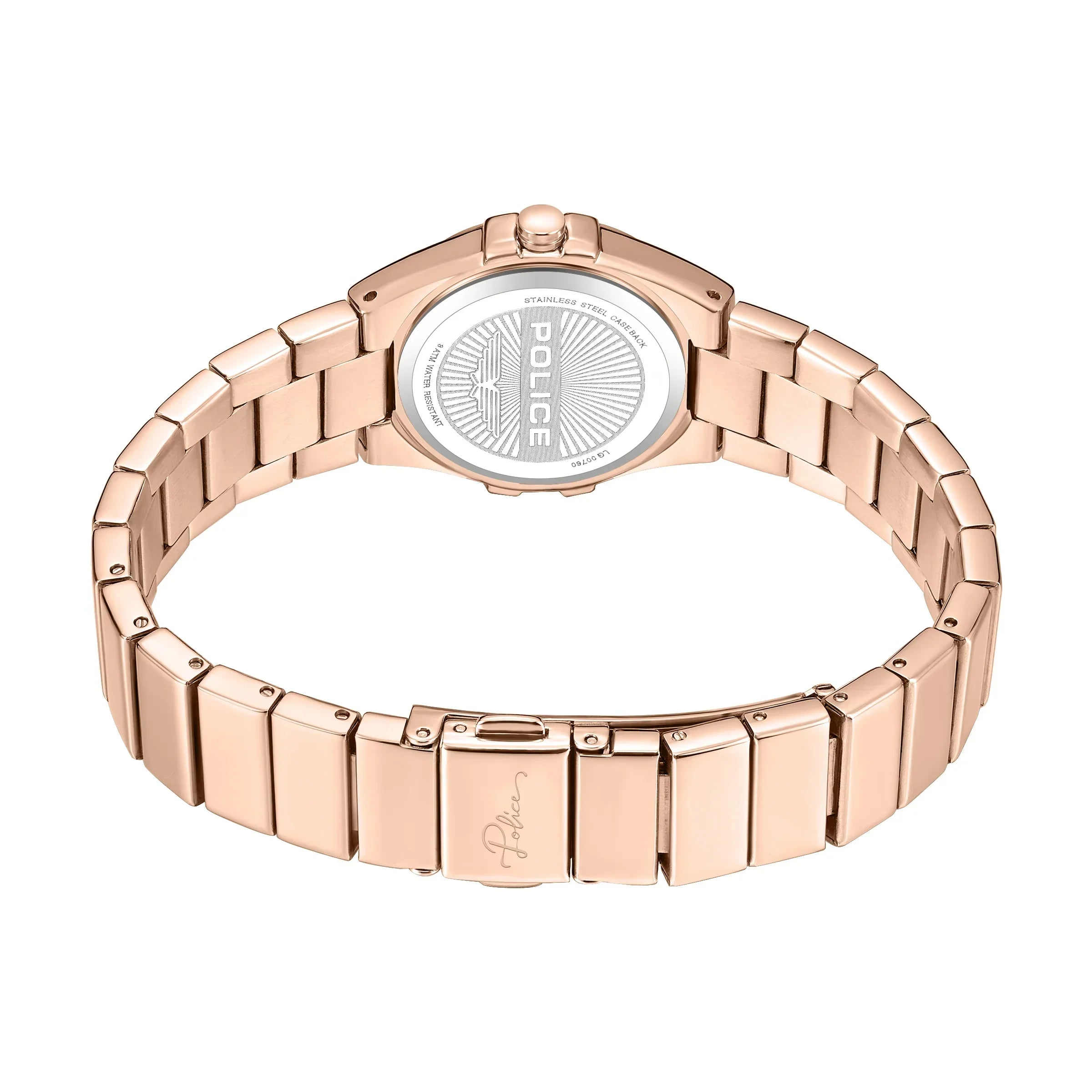 Police Cosmos Ladies Rose Gold Analog Watch with Mother-of-Pearl Dial & Crystal Accents
