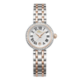 Police Ladies Silver Dial Two-Tone (Silver & Rose Gold) Analog Watch with Roman Numerals & Crystal Bezel
