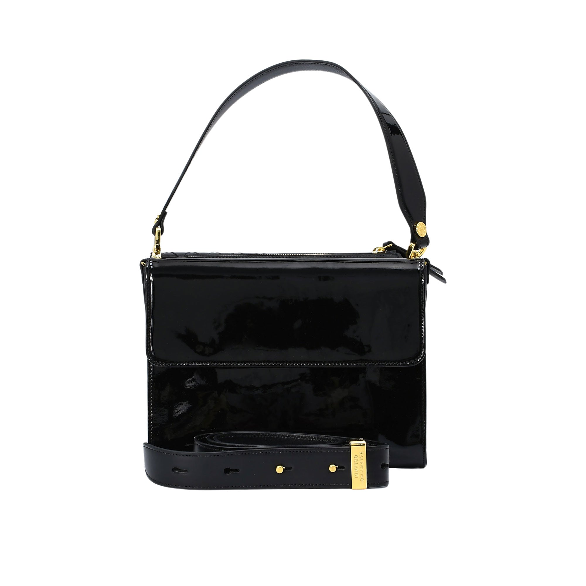 Orlandi Valentino Women's Desy Leather Black Hand Bag