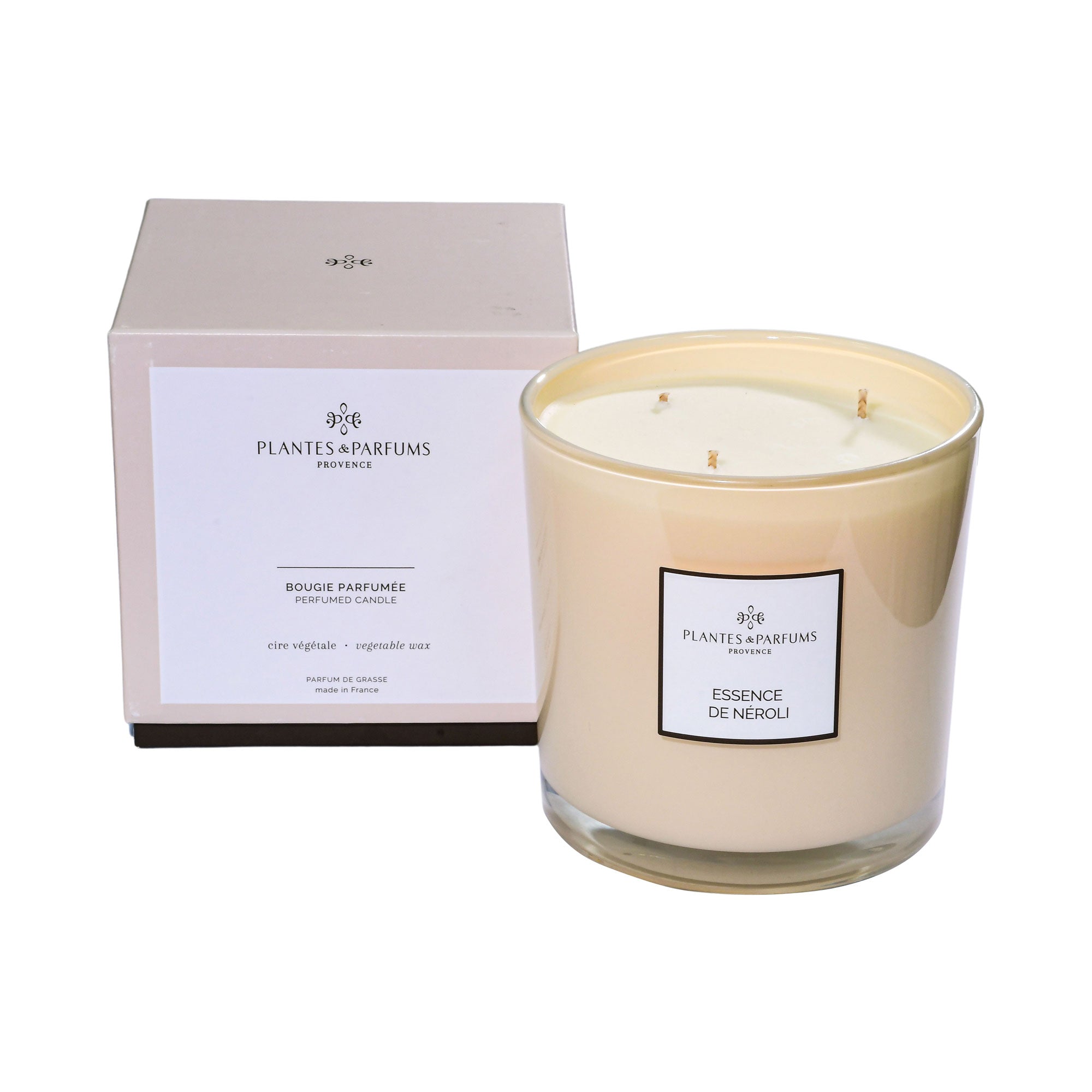 Plantes & Parfums Large Scented Vegetable Candle Prestige Essence De Neroli 3 Wicks