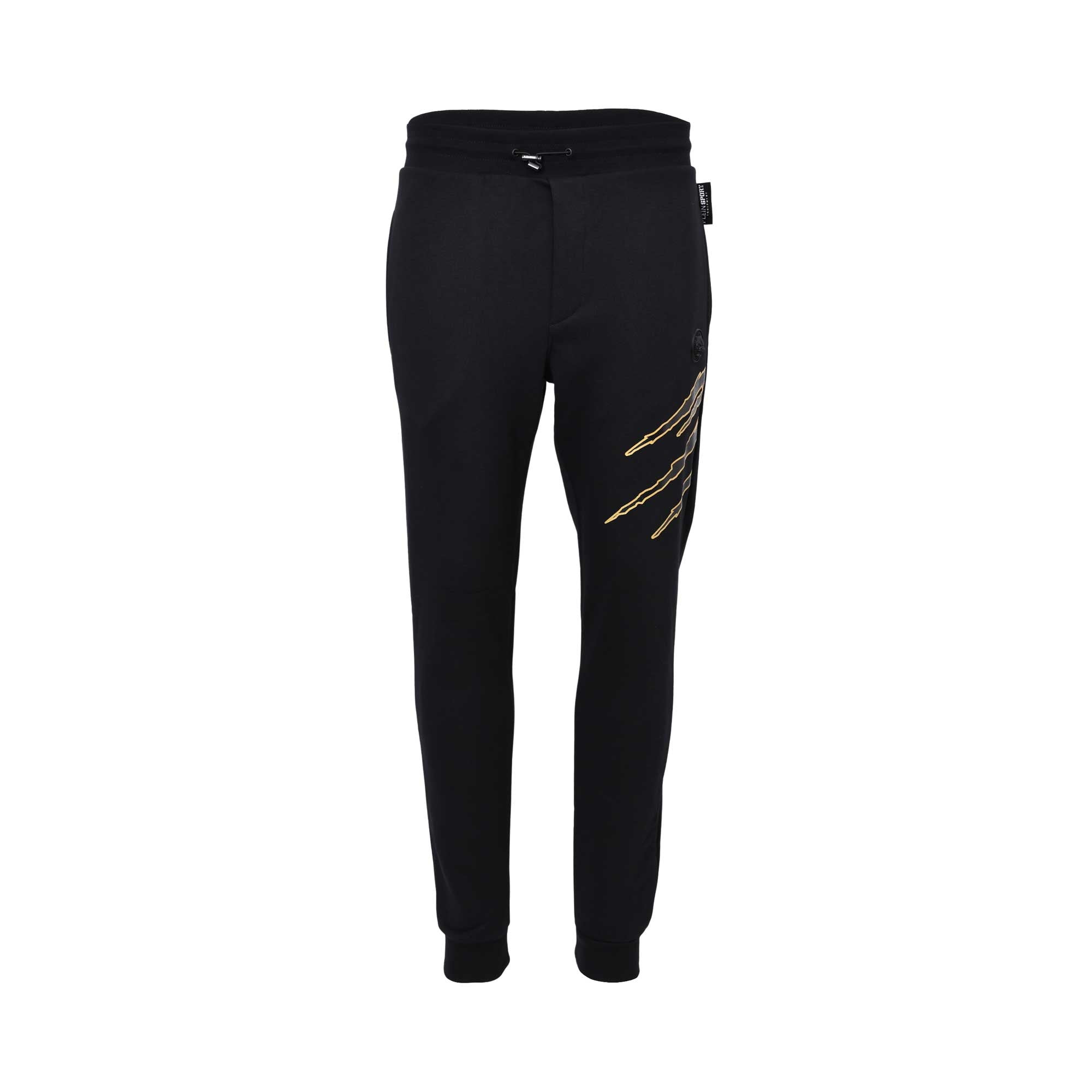 Philipp Plein Gents Black Sweatpants with Gold Graphic