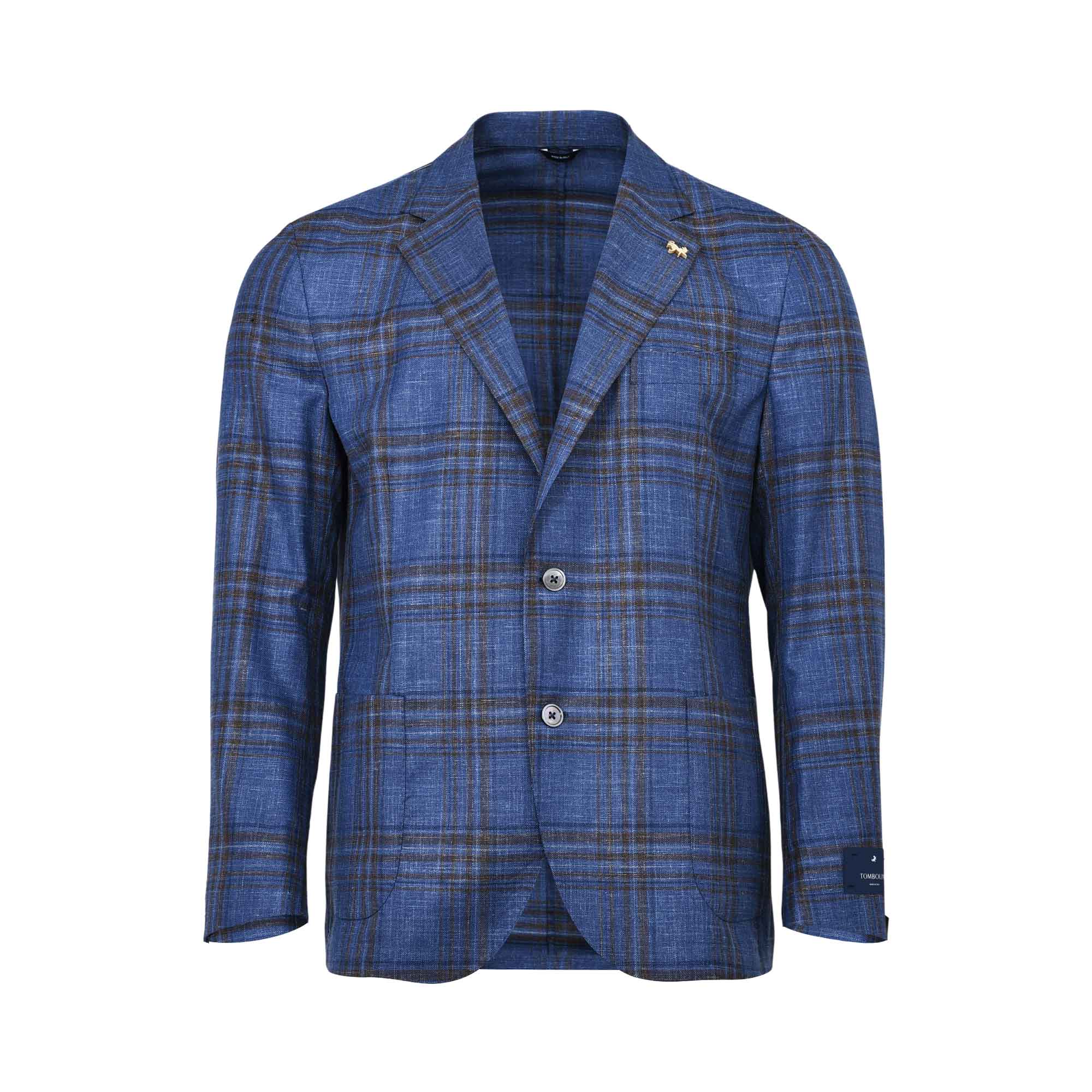 Tombolini  Gents Single-Breasted Plaid Blazer with Lapel Pin