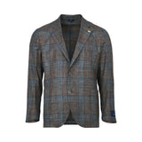 Tombolini Gents Single-Breasted Plaid Blazer with Lapel Pin