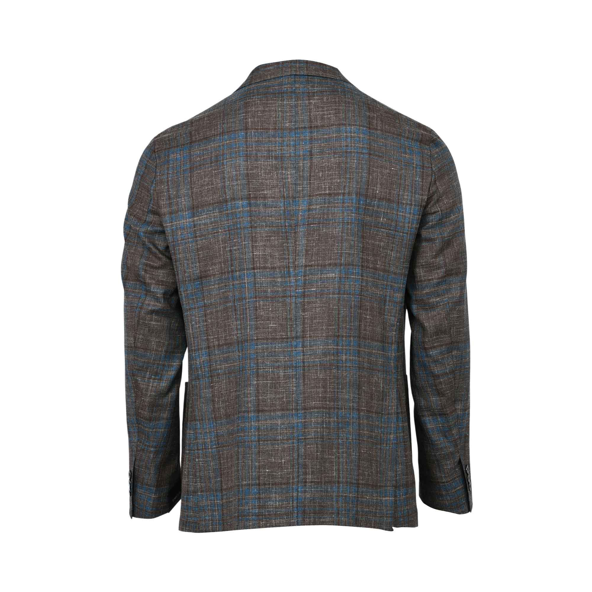 Tombolini Gents Single-Breasted Plaid Blazer with Lapel Pin