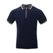 Gran Sasso Men's Tennis Zip Polo Shirt with Striped Trim