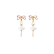 Les Nereides White Tutu And Pink Bow Mini Ballerina Earrings