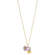 Les Nereides Round Purple Faceted Glass Stone And Magnolia Flower Pendant Necklace