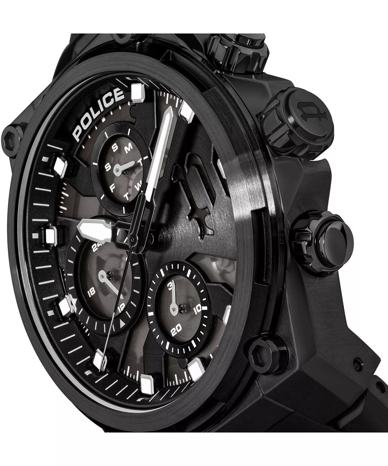 Police Salkantay Gents Black Dial Black Stainless steel Watch