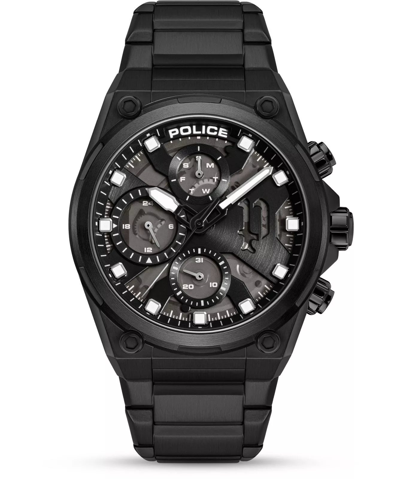 Police Salkantay Gents Black Dial Black Stainless steel Watch
