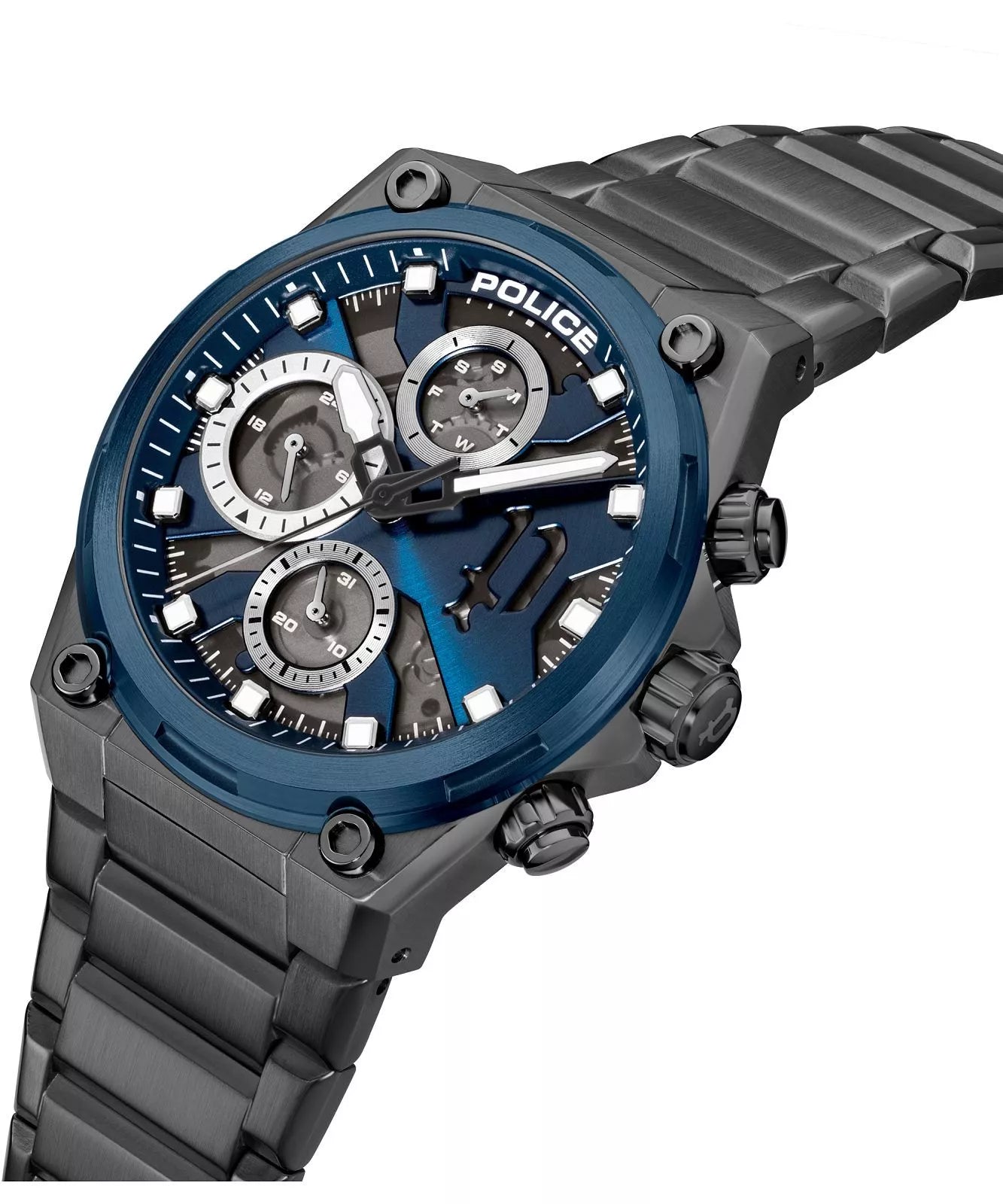 Police Salkantay Gents Blue Chronograph Stainless Steel Strap Watch