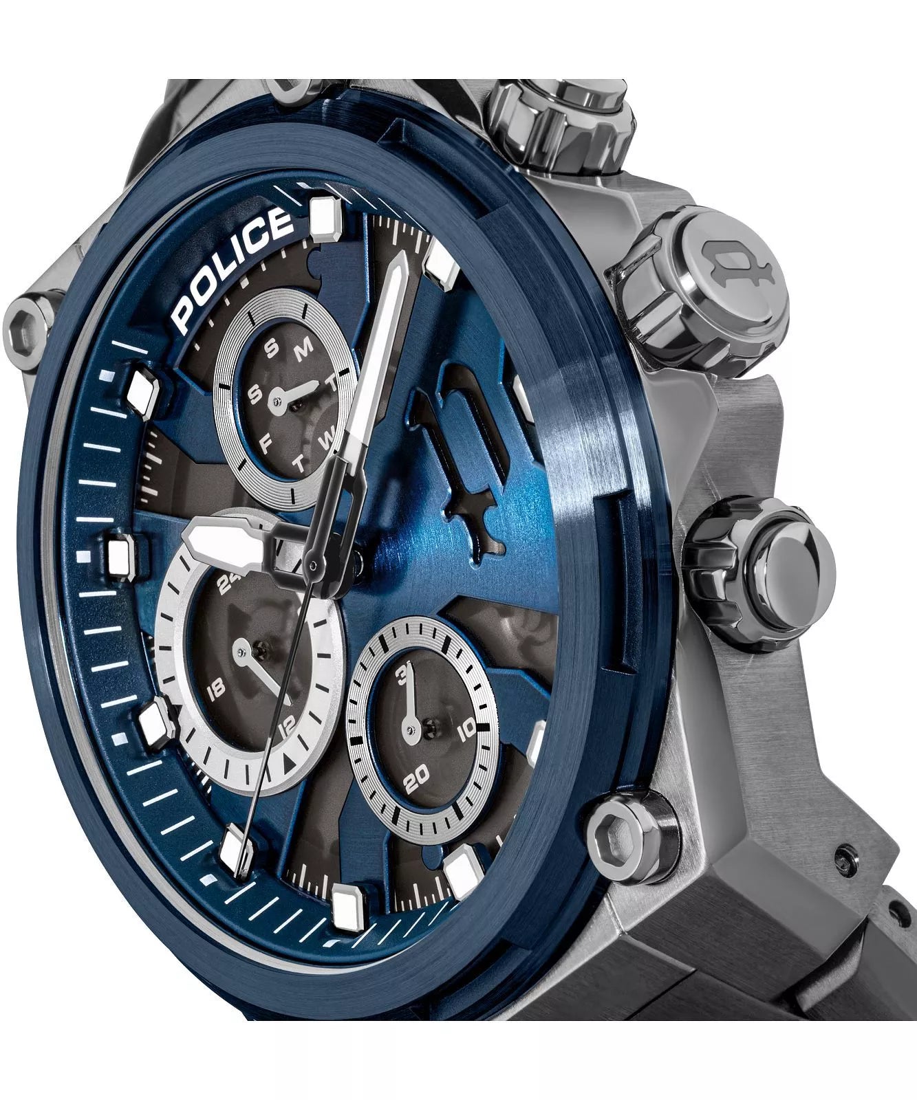 Police Salkantay Gents Blue Chronograph Stainless Steel Strap Watch