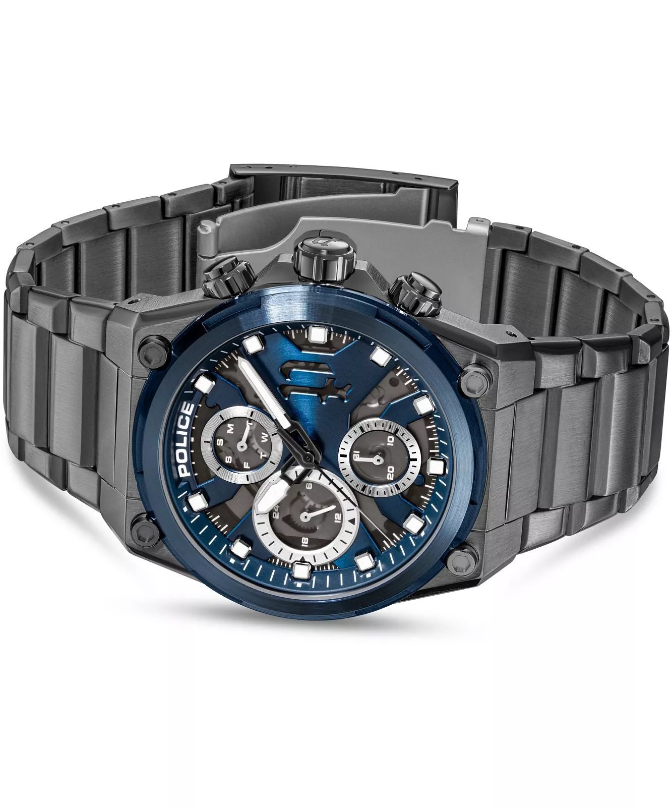 Police Salkantay Gents Blue Chronograph Stainless Steel Strap Watch